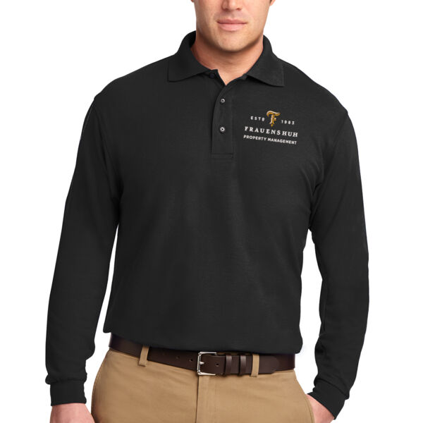 Port Authority Tall Silk Touch Long Sleeve Polo - Embroidered Logo Thumbnail
