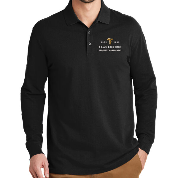 Port Authority® EZCotton® Long Sleeve Polo - Embroidered Logo Thumbnail