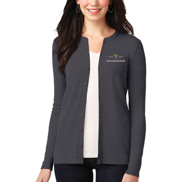Port Authority® Ladies Concept Stretch Button-Front Cardigan - Embroidered Logo Thumbnail