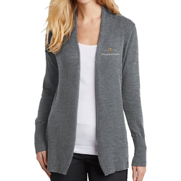 Port Authority® Ladies Open Front Cardigan Sweater - Embroidered Logo Thumbnail